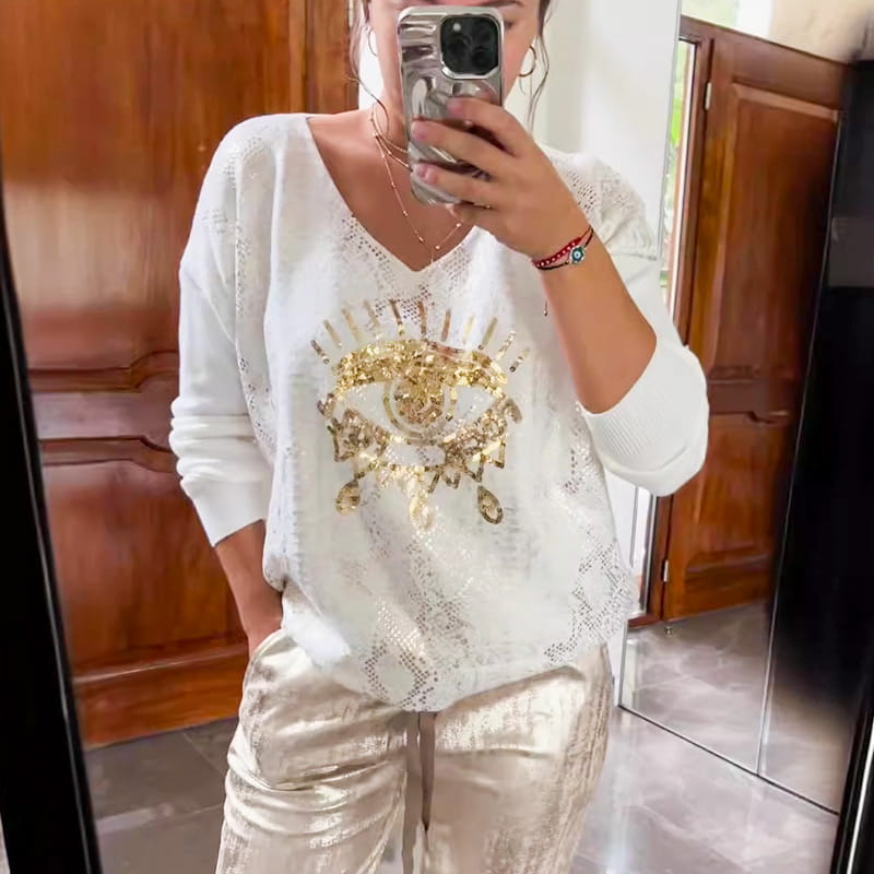 Ashley - Top e Pantaloni in Paillettes Con Occhio Del Diavolo