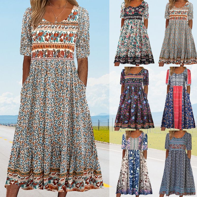Dinara - Abito Elegante Con Stampa Boho