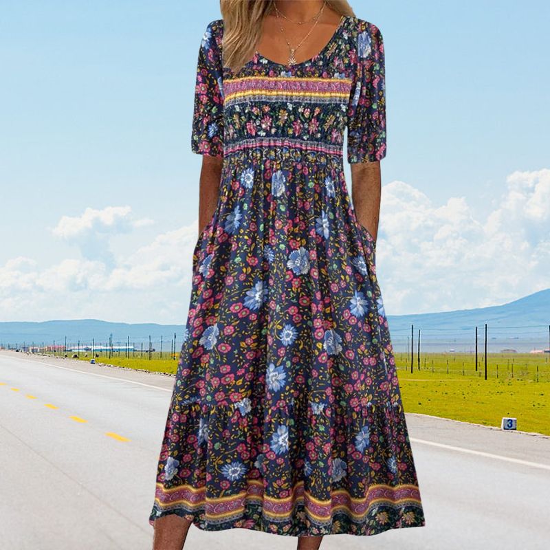 Dinara - Abito Elegante Con Stampa Boho