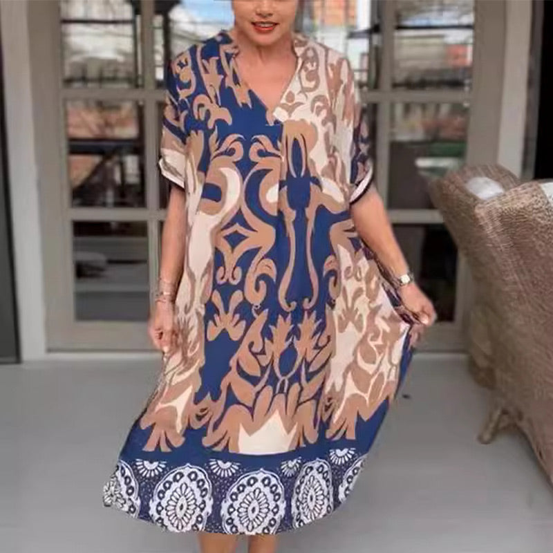 Rilana - Abito Midi Stampato Con Scollo a V e Allentato