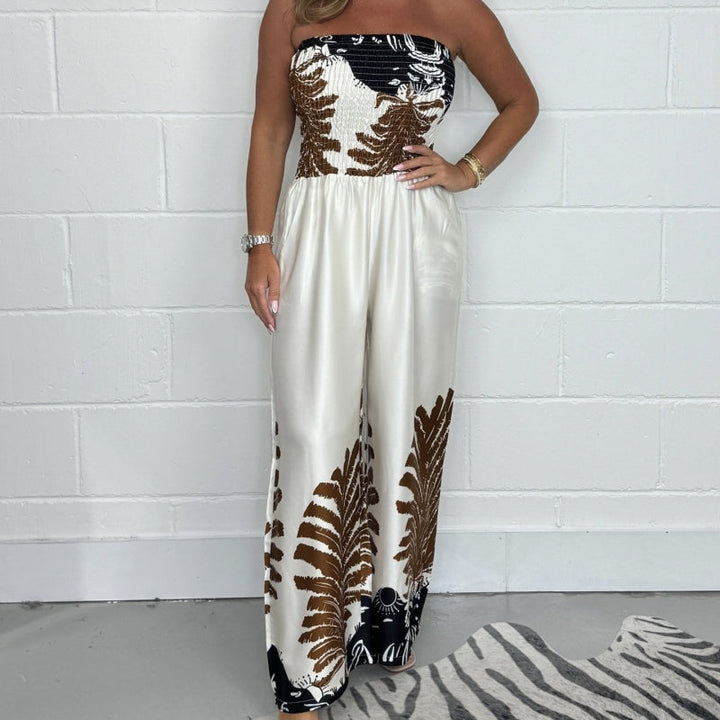 Nahéla - Elegante Tuta Stampata Senza Spalline