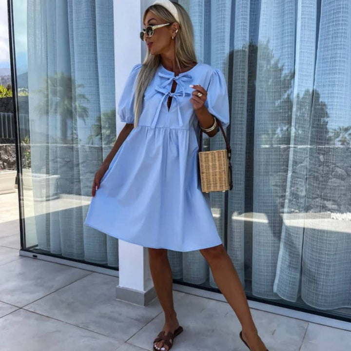 Oana - Abito Elegante Con Papillon e Maniche a Sbuffo