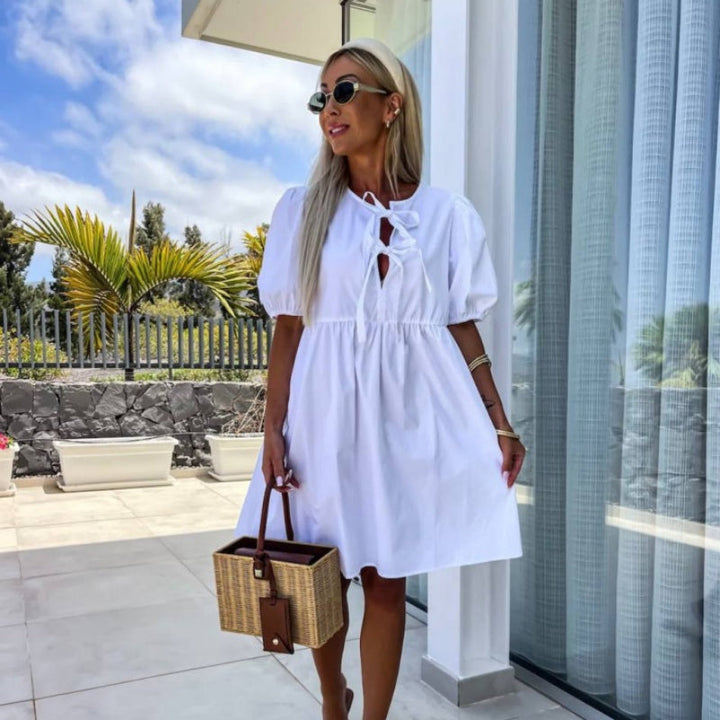 Oana - Abito Elegante Con Papillon e Maniche a Sbuffo