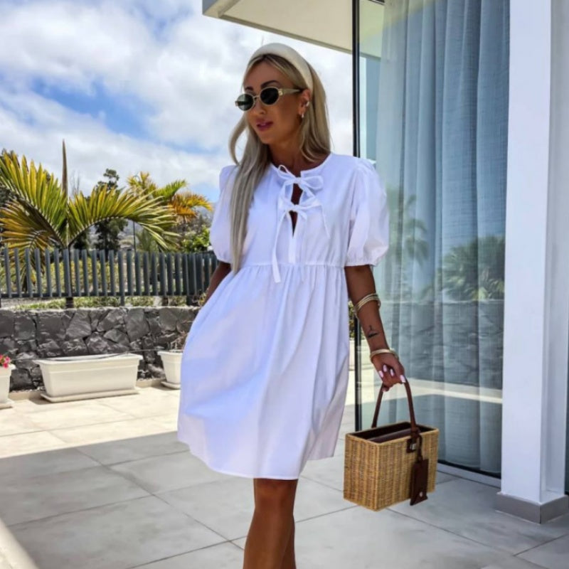 Oana - Abito Elegante Con Papillon e Maniche a Sbuffo