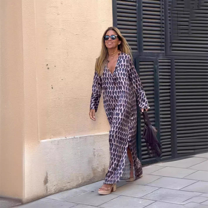 Henar - Abito Boho a Maniche Lunghe con Scollo a V