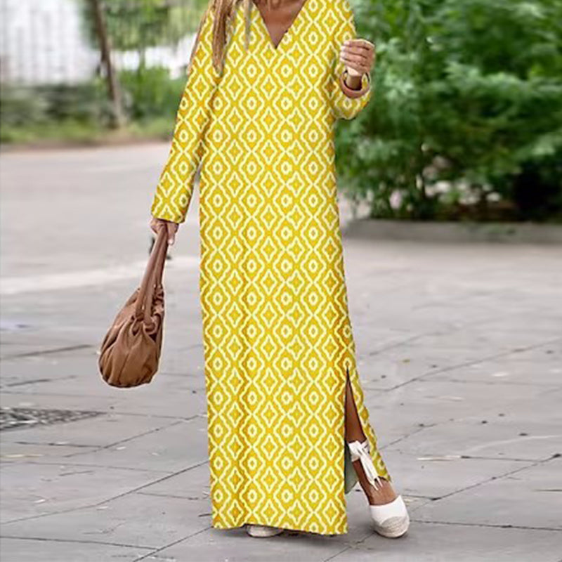 Henar - Abito Boho a Maniche Lunghe con Scollo a V