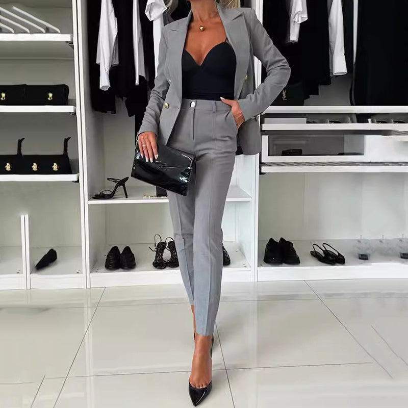 Thirza - Completo Blazer Doppiopetto e Pantaloni Vestibilità Slim