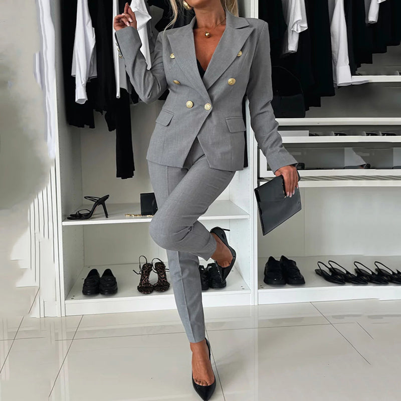 Thirza - Completo Blazer Doppiopetto e Pantaloni Vestibilità Slim