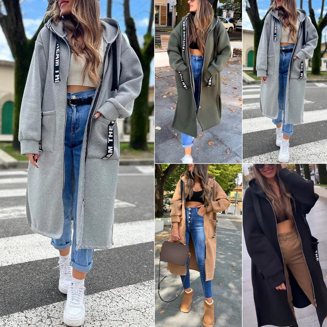 Aleixo - Elegante Felpa Lunga Con Cappuccio Maglione