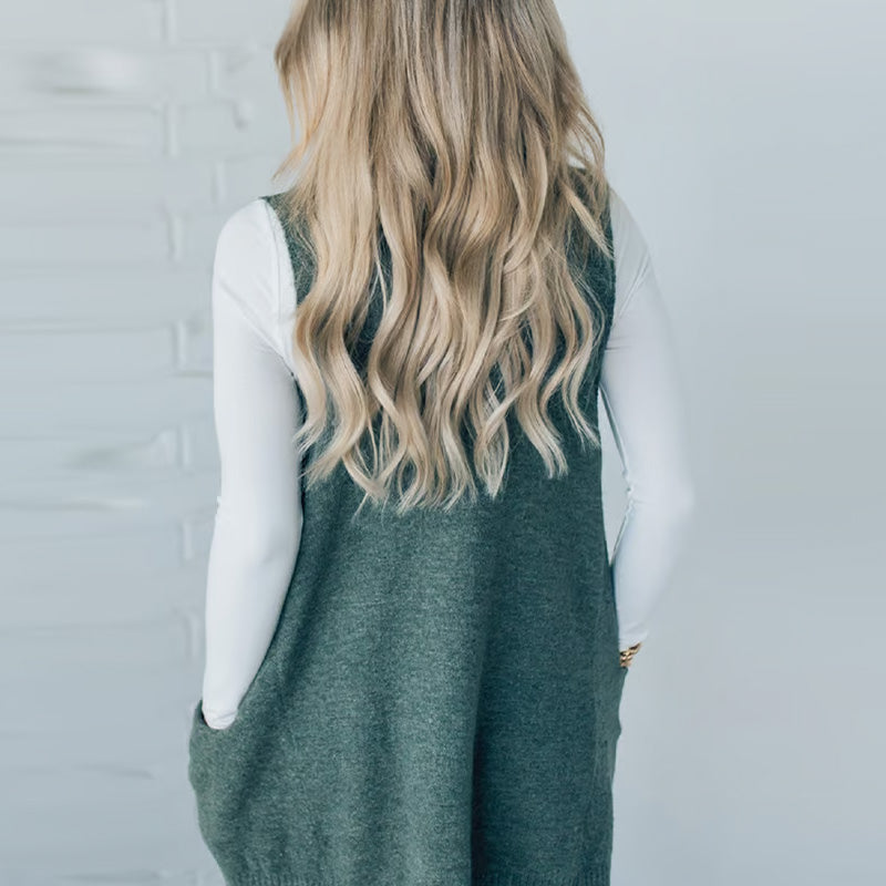 Ovidia - Lavorato a Maglia Allentato Gilet Con Tasche