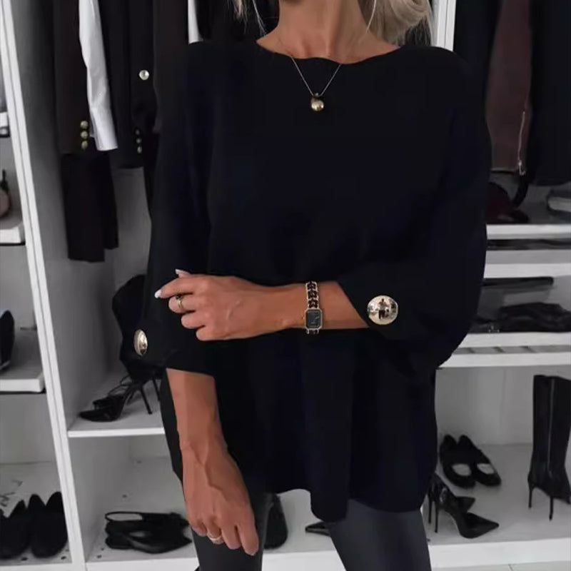 Zelinda - Camicetta Casual Con Collo Rotondo e Maniche Lunghe
