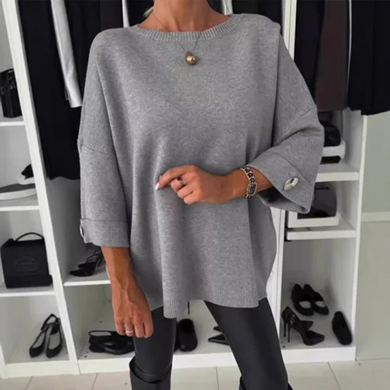 Zelinda - Camicetta Casual Con Collo Rotondo e Maniche Lunghe