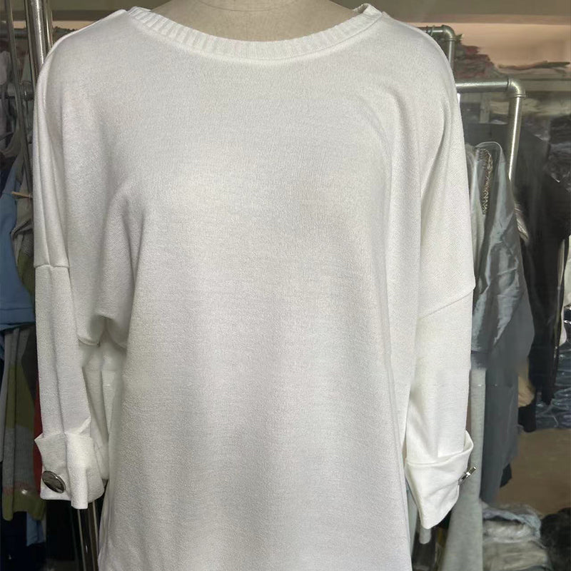 Zelinda - Camicetta Casual Con Collo Rotondo e Maniche Lunghe