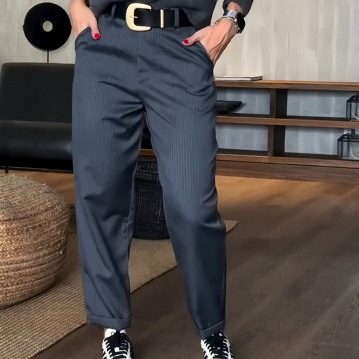 Asuman - Pantaloni Casual Dritti a Vita Alta