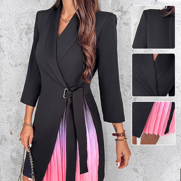 Meja - Abito Blazer Plissettato Sfumato Con Collo a Denti