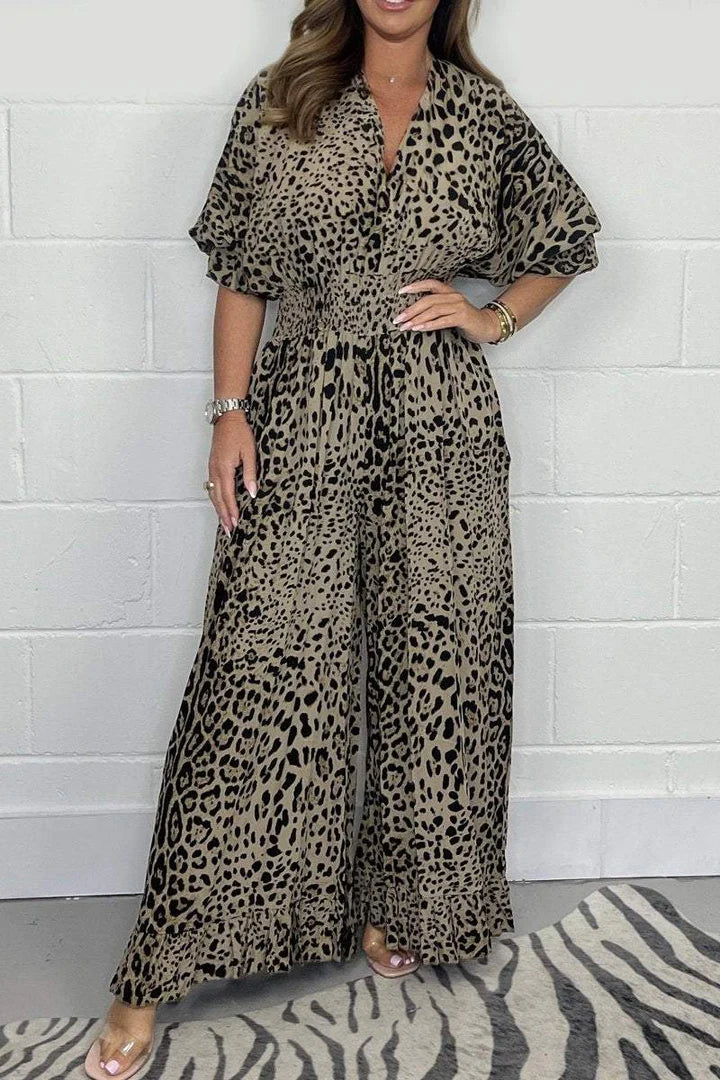 Debbie - Vestito Con Scollo a V Con Stampa Leopardo