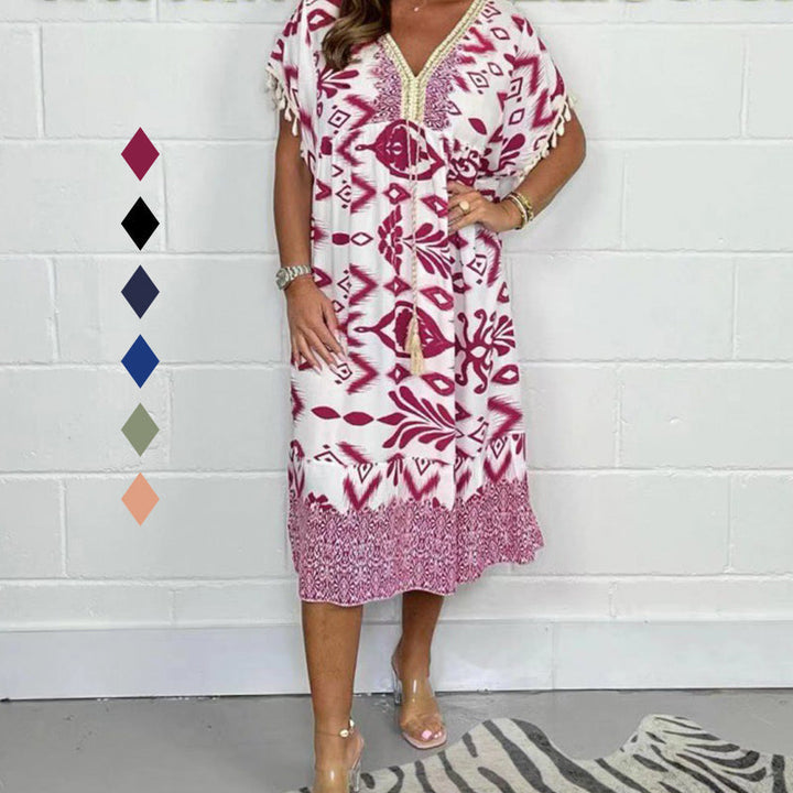 Alyex - Casual Abito Stampato Con Scollo a V