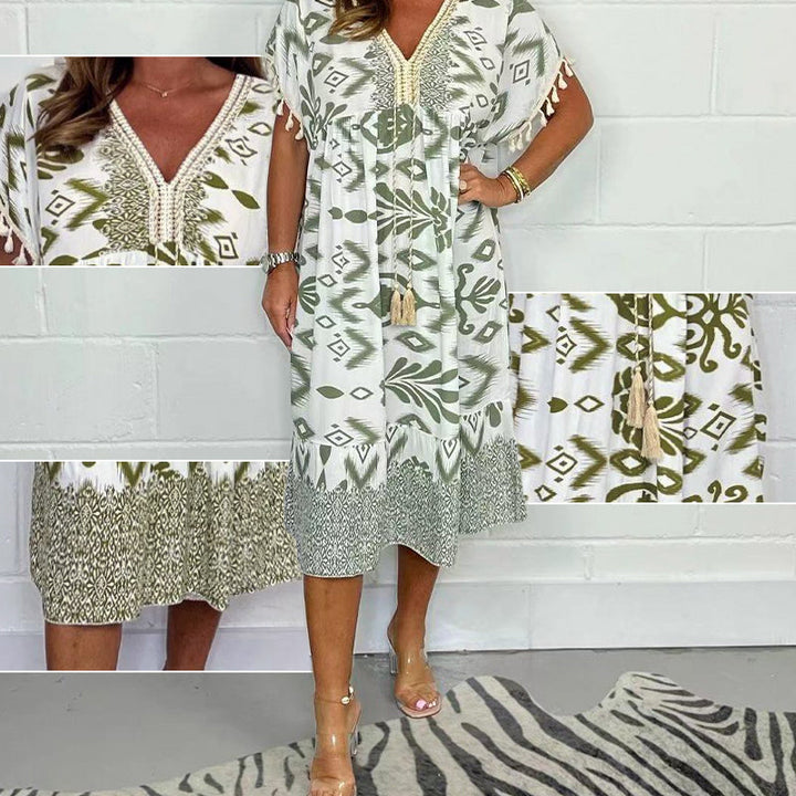 Alyex - Casual Abito Stampato Con Scollo a V