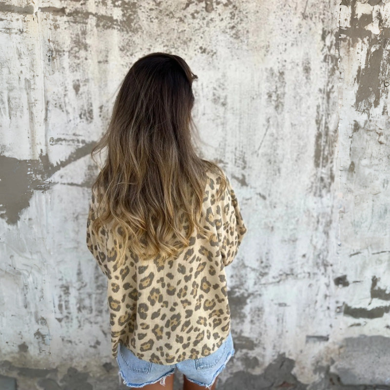 Leely - Camicia stampata Con Colletto e Maniche Lunghe