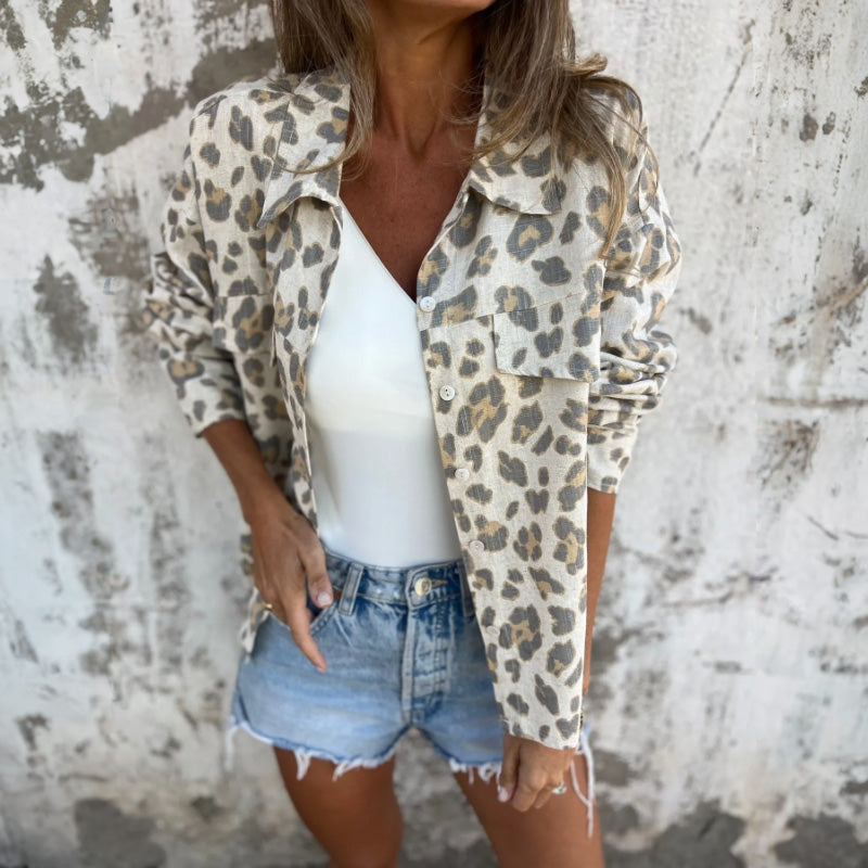 Leely - Camicia stampata Con Colletto e Maniche Lunghe