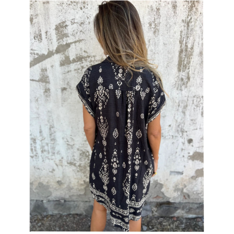 Marjorie - Abito Ampio Con Stampa, Maniche Corte E Tasche