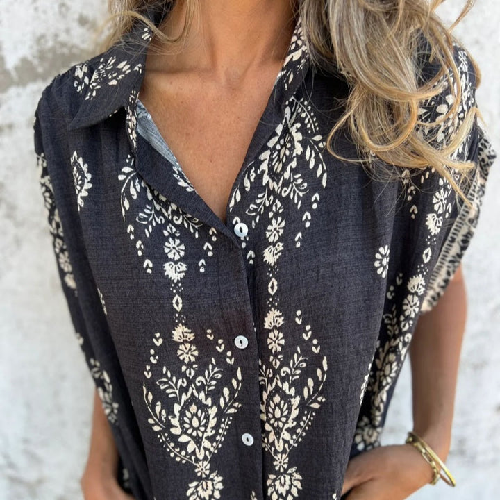 Marjorie - Abito Ampio Con Stampa, Maniche Corte E Tasche