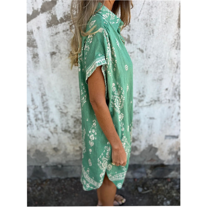 Marjorie - Abito Ampio Con Stampa, Maniche Corte E Tasche