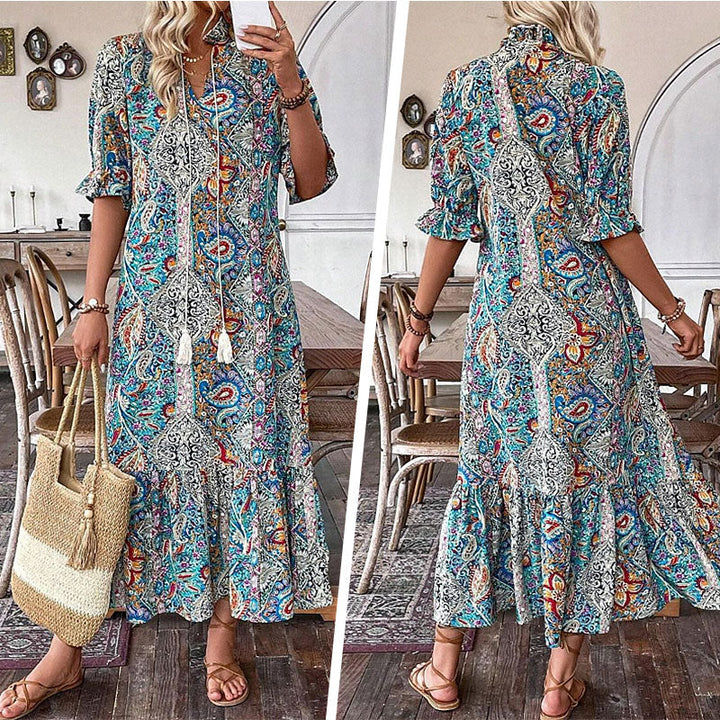 Aniy - Abito Estivo a Fiori con Scollo a V