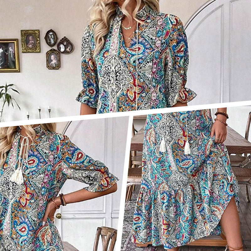 Aniy - Abito Estivo a Fiori con Scollo a V