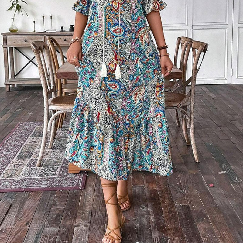 Aniy - Abito Estivo a Fiori con Scollo a V