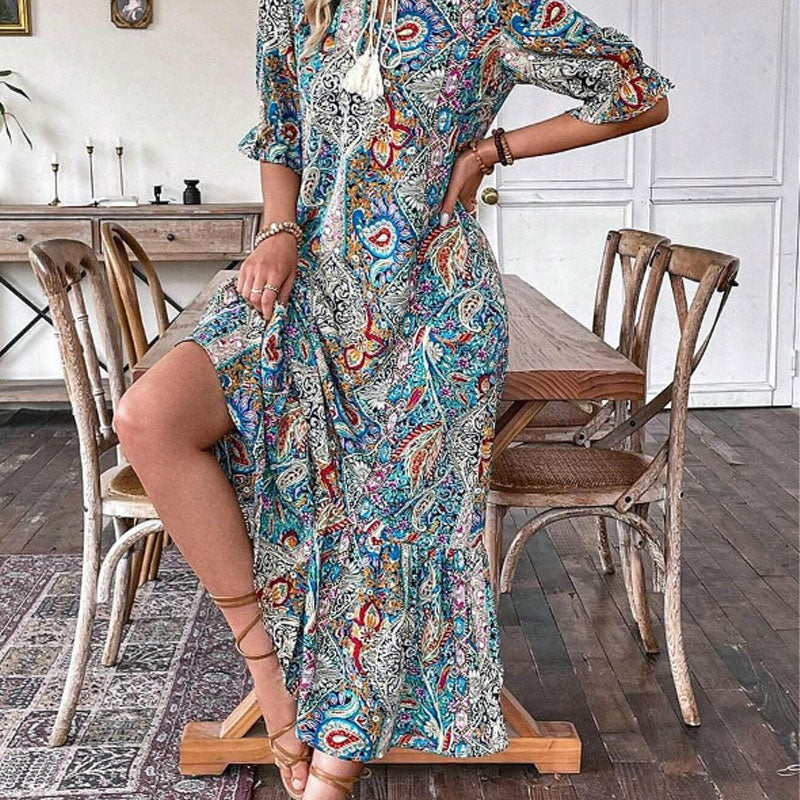 Aniy - Abito Estivo a Fiori con Scollo a V