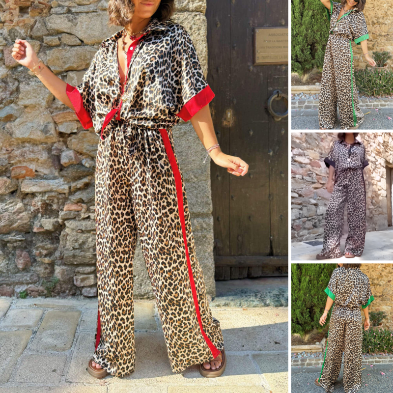 Felinette - Completo due Pezzi con Bottoni e Stampa Leopardata