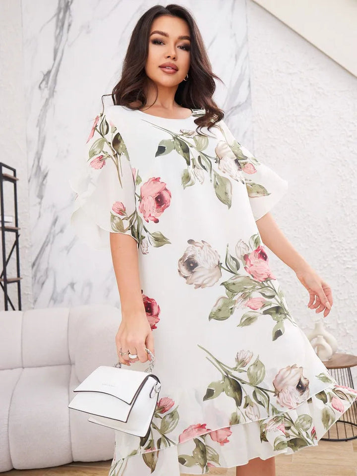 Merita - Abito Elegante In Chiffon Con Petali