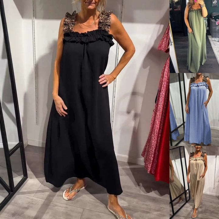 Fiola - Maxi Abito Casual Senza Maniche con Tasche