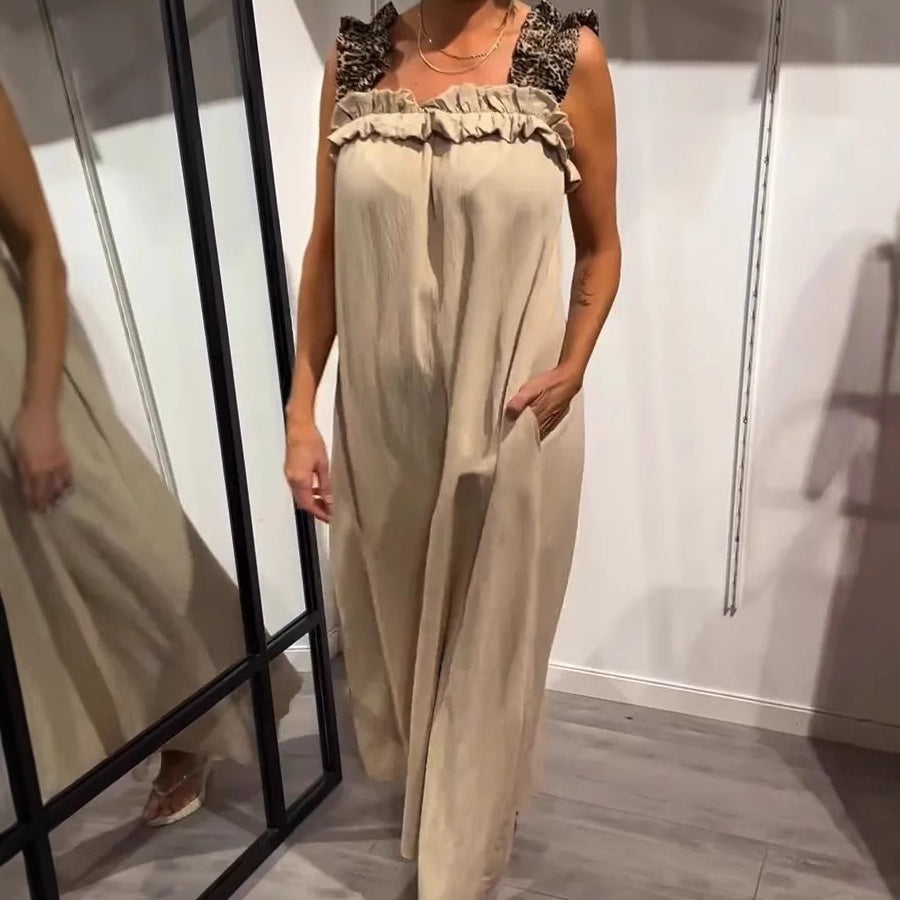 Fiola - Maxi Abito Casual Senza Maniche con Tasche