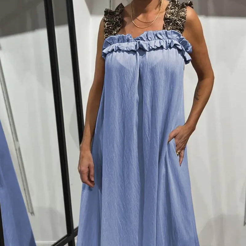 Fiola - Maxi Abito Casual Senza Maniche con Tasche