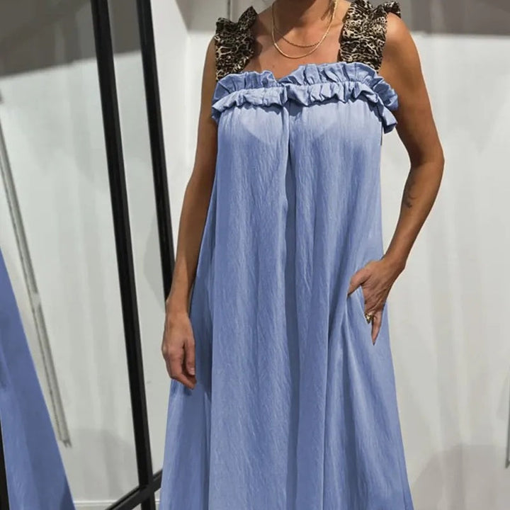 Fiola - Maxi Abito Casual Senza Maniche con Tasche