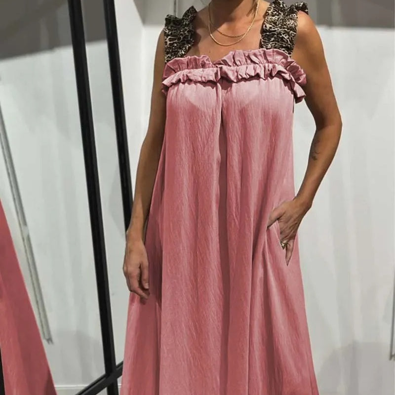 Fiola - Maxi Abito Casual Senza Maniche con Tasche