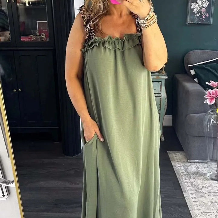 Fiola - Maxi Abito Casual Senza Maniche con Tasche