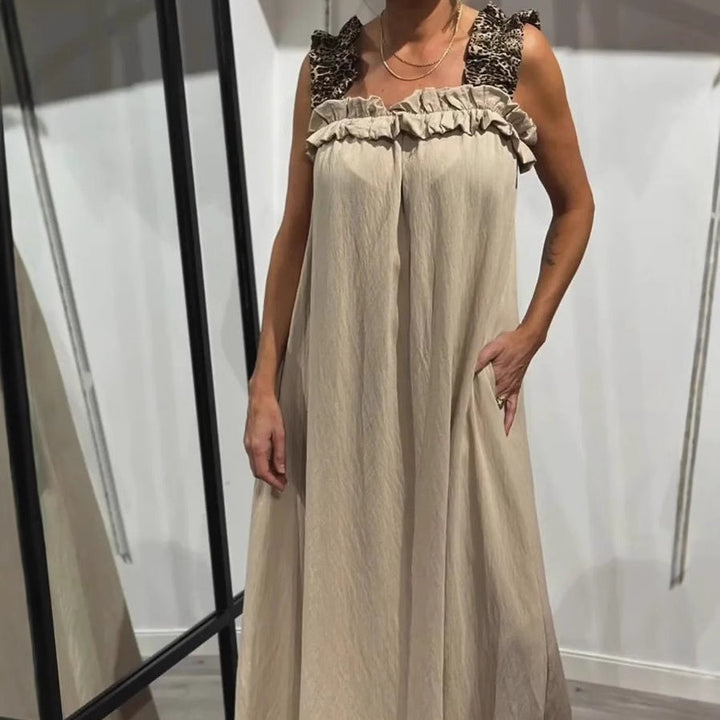 Fiola - Maxi Abito Casual Senza Maniche con Tasche