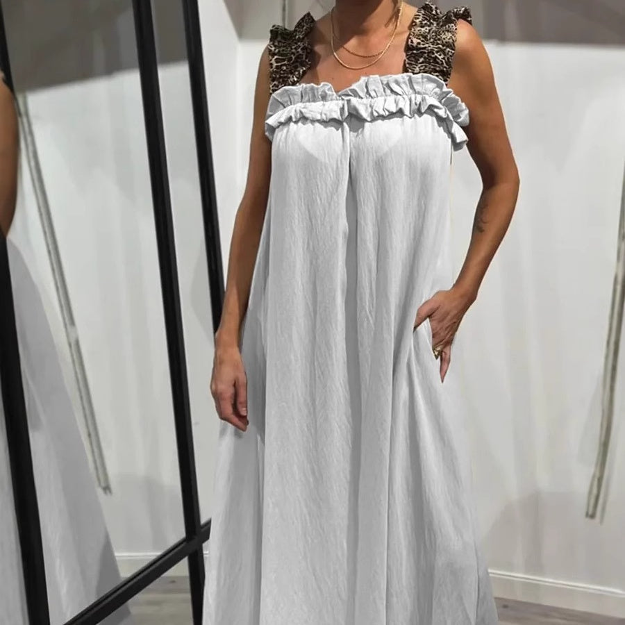 Fiola - Maxi Abito Casual Senza Maniche con Tasche