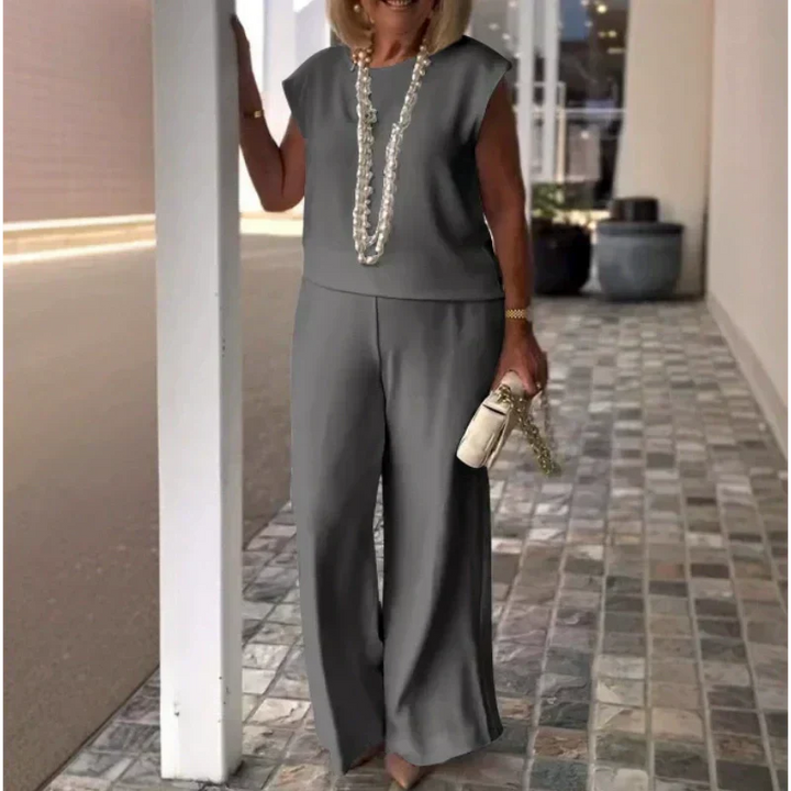 Danelia - Top Senza Maniche e Pantaloni in Misto Cotone e Lino