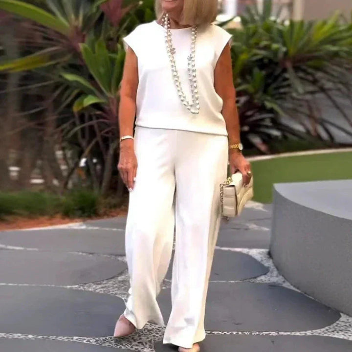 Danelia - Top Senza Maniche e Pantaloni in Misto Cotone e Lino