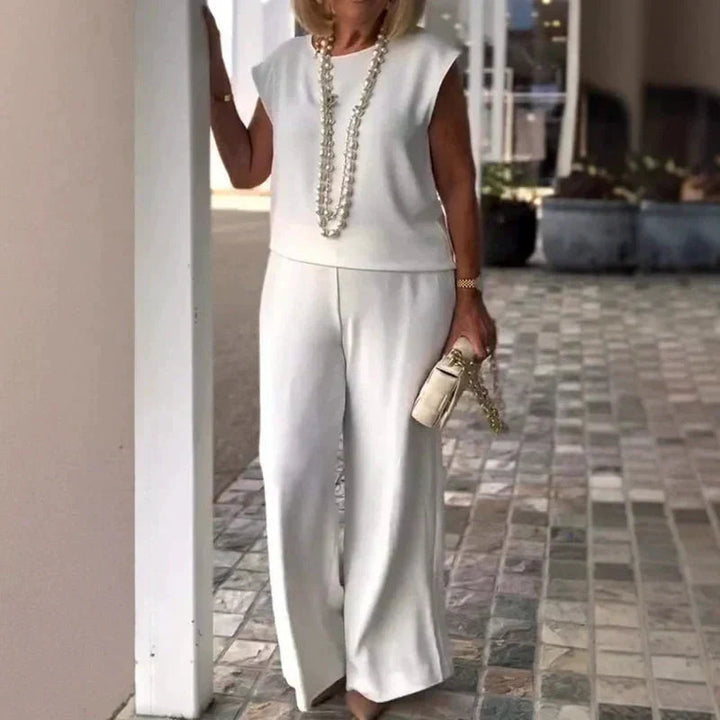 Danelia - Top Senza Maniche e Pantaloni in Misto Cotone e Lino
