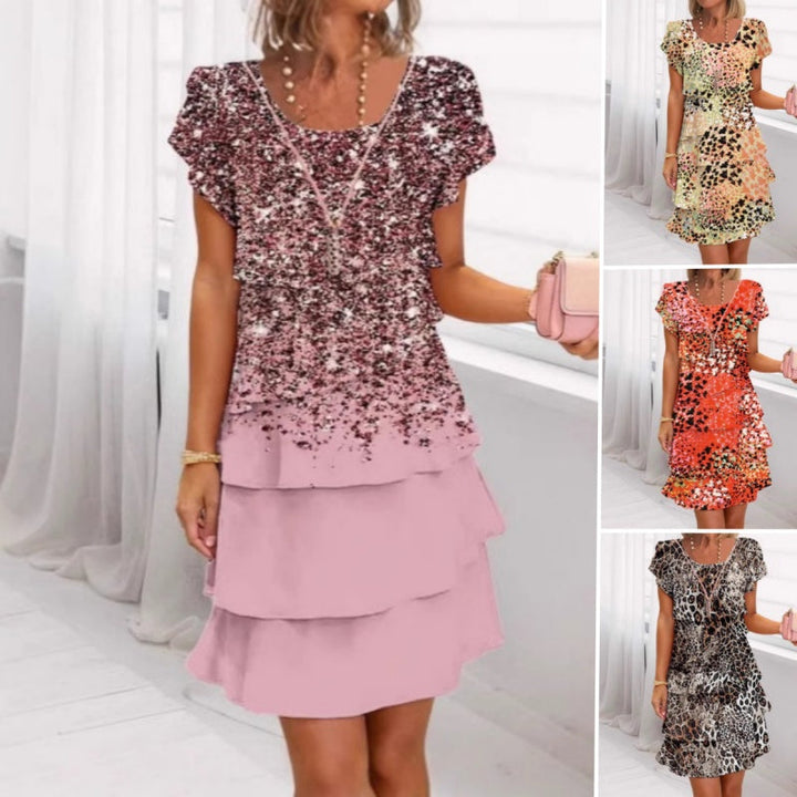Jonna - Elegante Abito Con Paillettes e Stampa leopardata