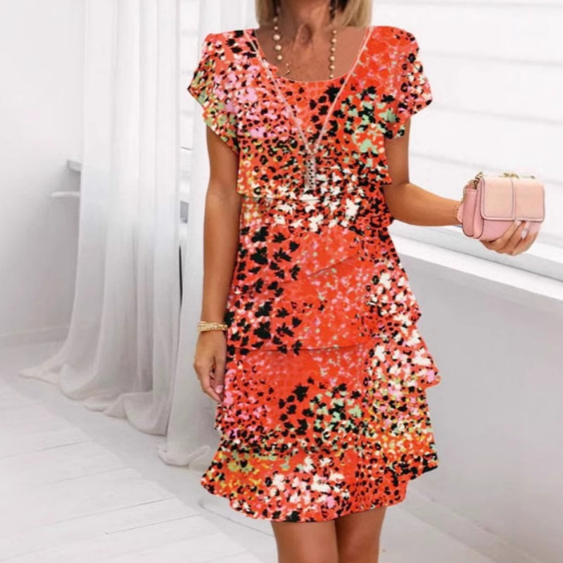 Jonna - Elegante Abito Con Paillettes e Stampa leopardata