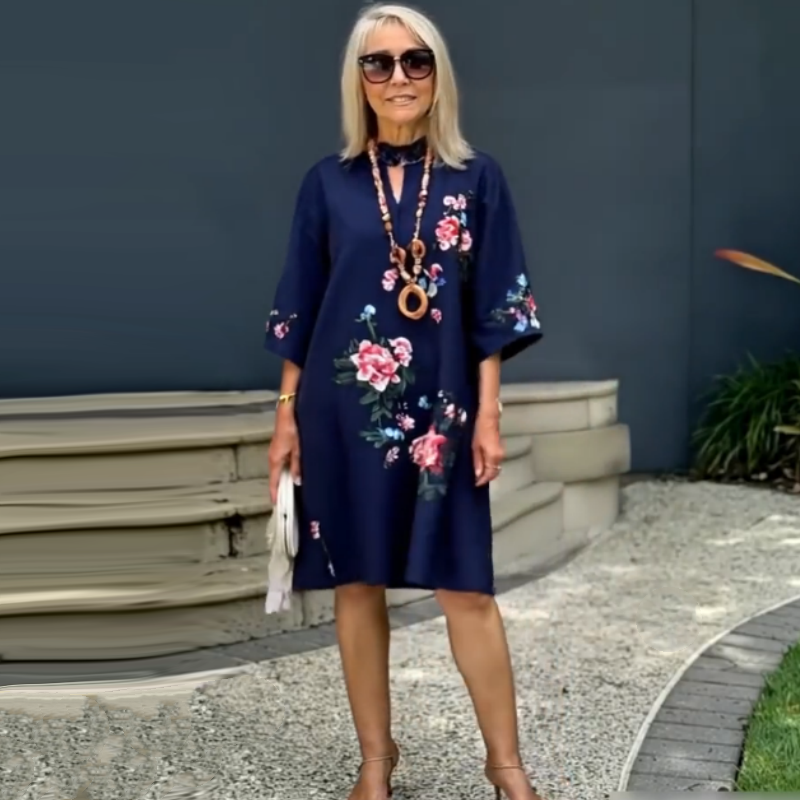 Russo - Abito Floreale Con Scollo a V