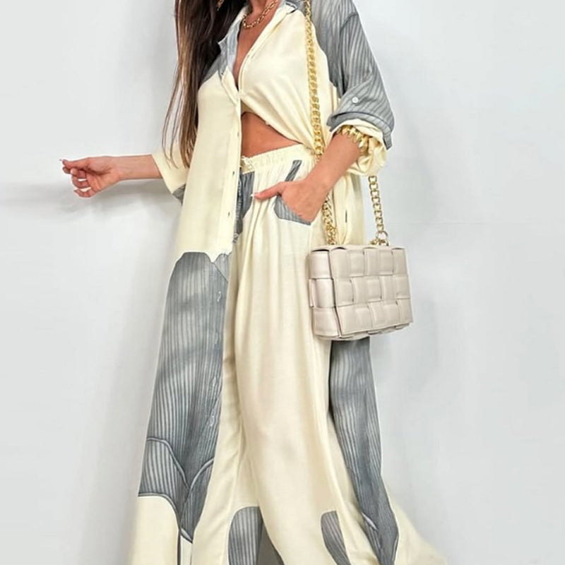 Dionicia - Camicia Elegante con Bottoni e Pantaloni con Coulisse
