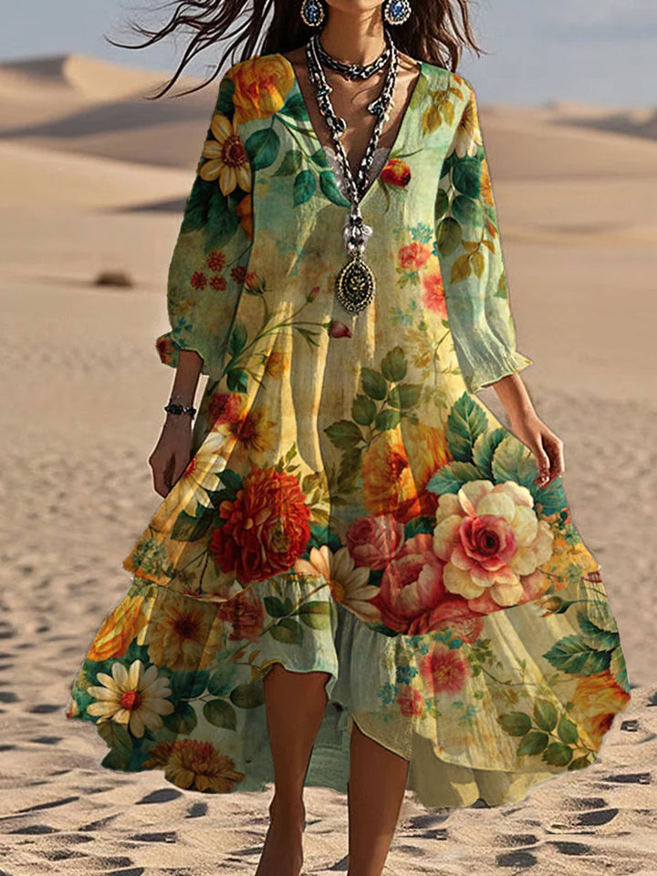 Aida - Vestito Midi Elegante Con Stampa Floreale