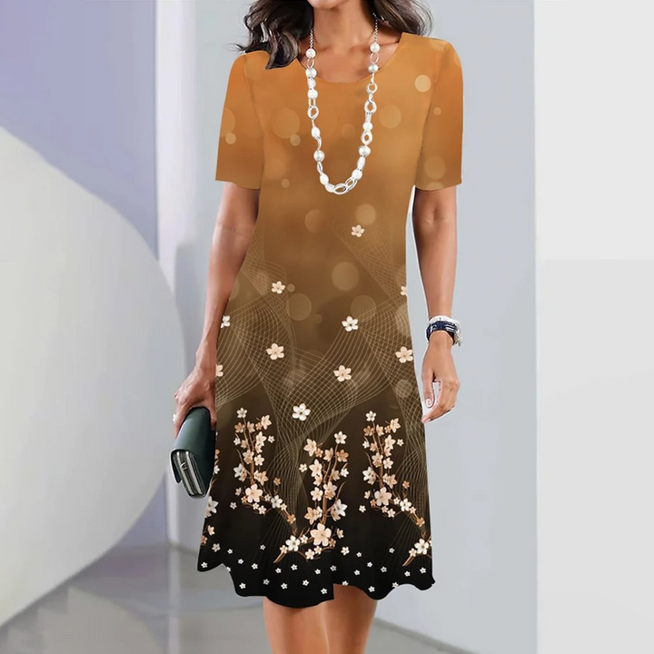 Ursulla - Elegante Abito Con Scollo Rotondo E Stampa Floreale